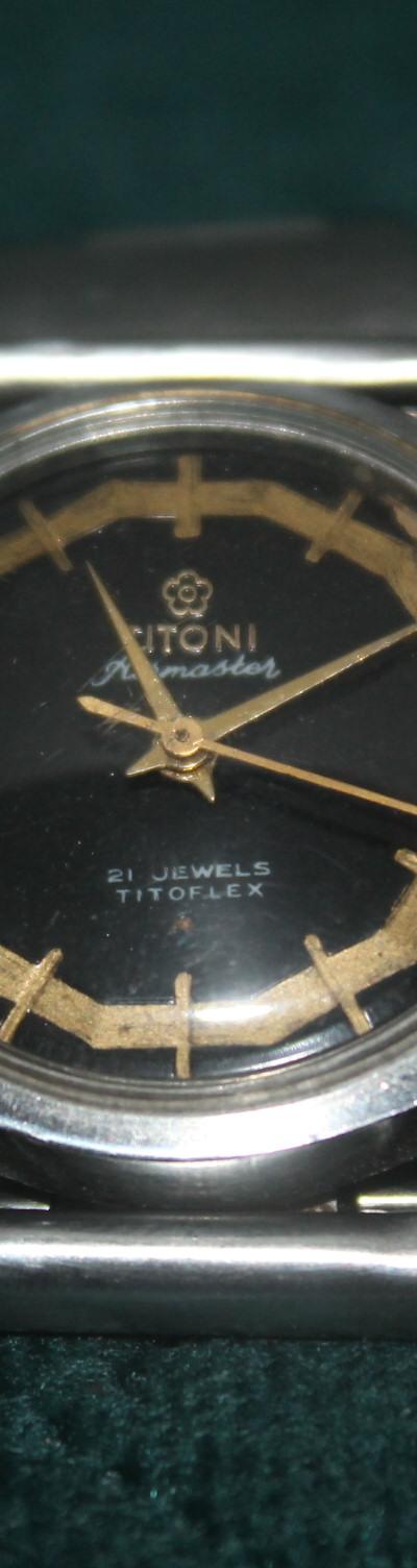 Titoni Airmaster 21 Jewels Titoflex – Vintage Swiss Automatic Watch | Black Gilt Dial | Collectors Piece