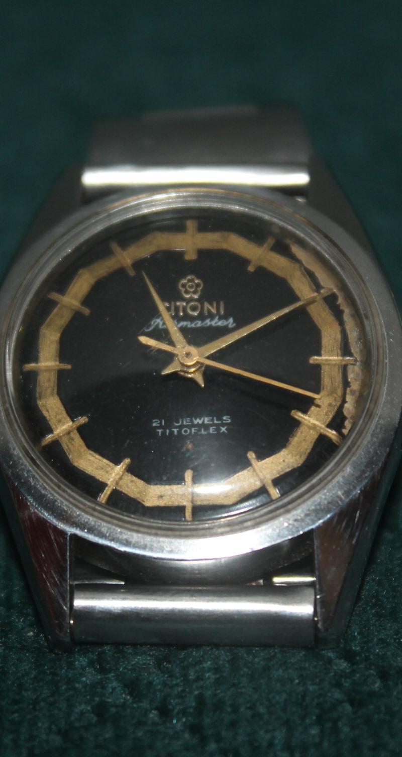Titoni Airmaster 21 Jewels Titoflex – Vintage Swiss Automatic Watch | Black Gilt Dial | Collectors Piece