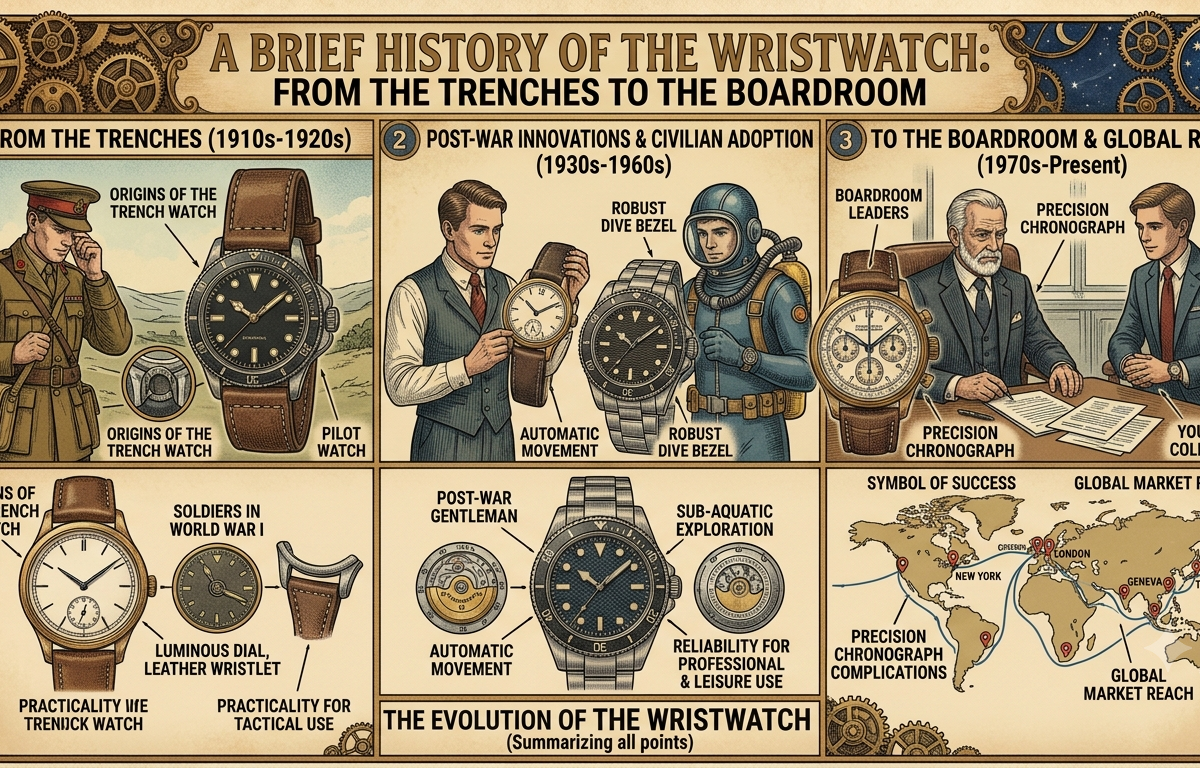 A Brief History of the Wristwatch: From the Trenches to the Boardroom