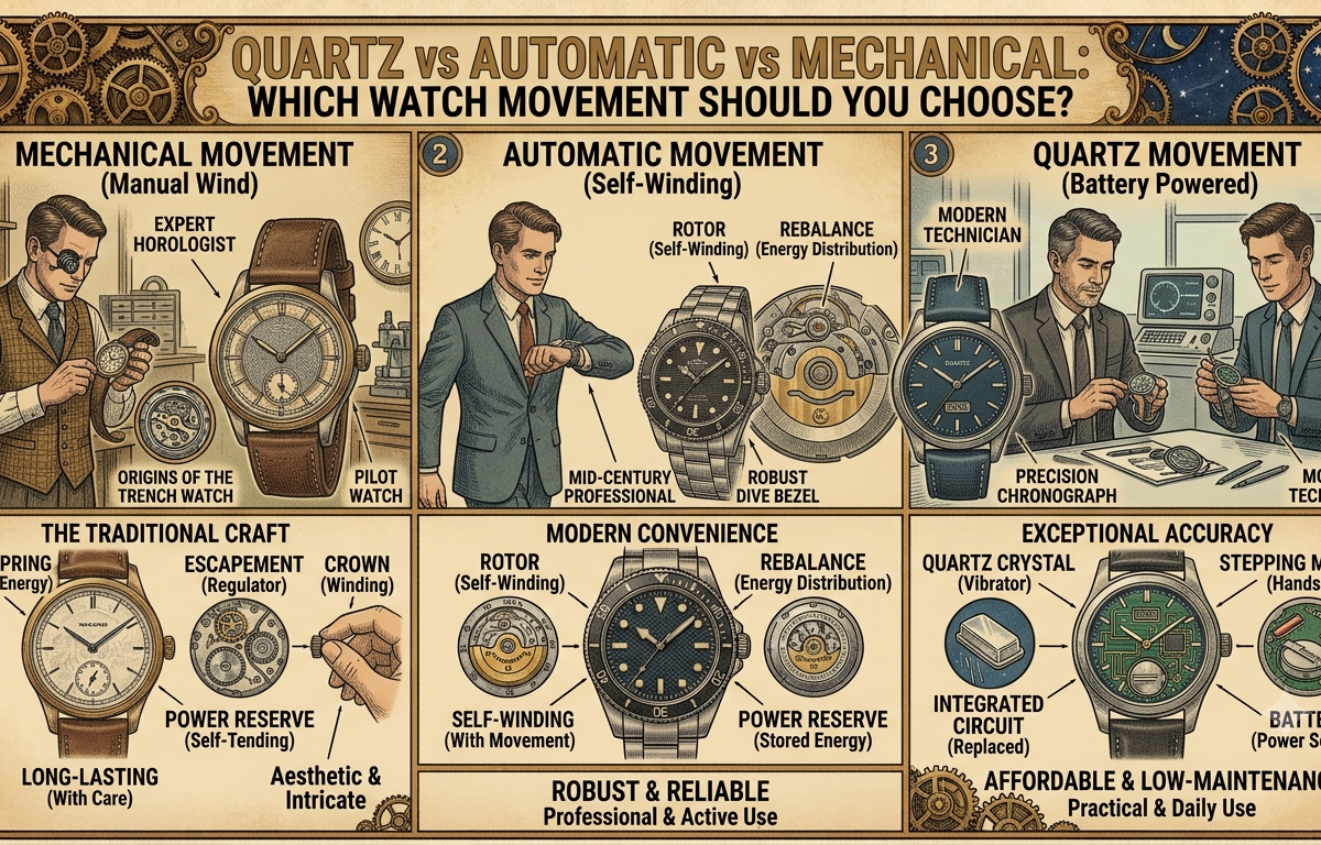 Quartz vs Automatic vs Mechanical: Which Watch Movement Should You Choose?
